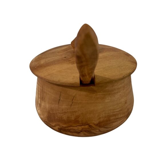 Sur La Table Olive Wood Sauce Pot Or Sugar Bowl With Matching Spoon - Picture 4 of 8
